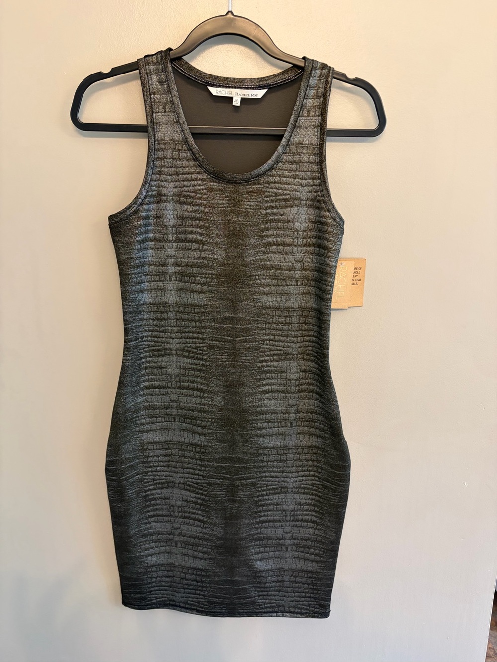 NWT RACHEL Rachel Roy gold and black metallic sleeveless bodycon dress size M